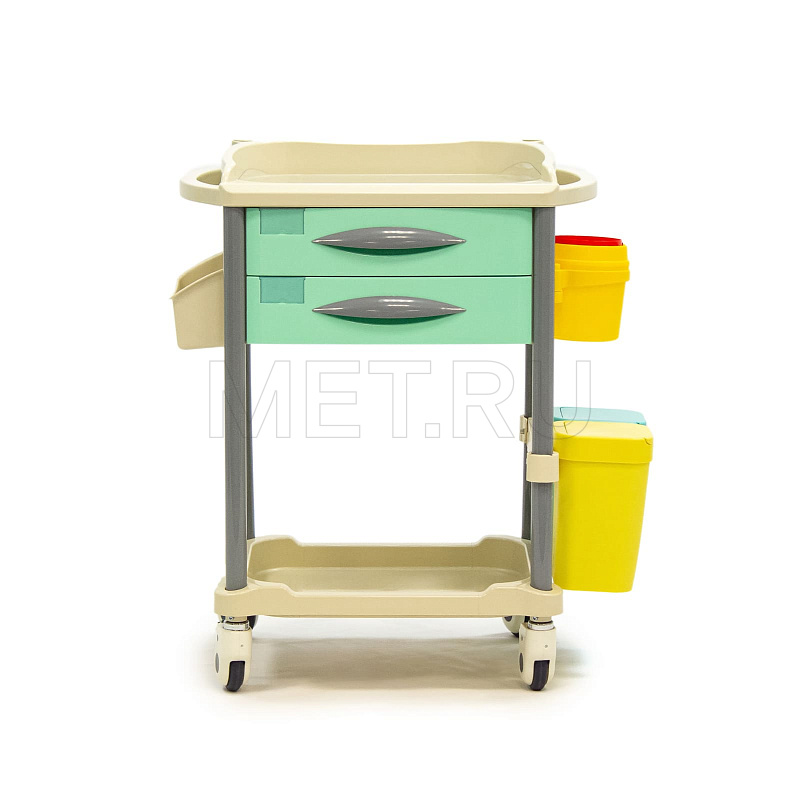 MET BLQ 008  Столик манипуляционный медицинский с двумя ящиками  MET